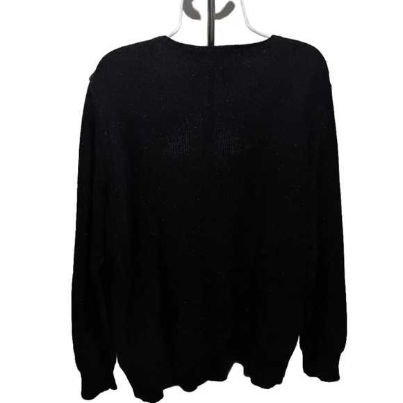 NWT Chaps Cable Knit Pullover Sweater Long Sleeve 1X Black Sparkle - Picture 3 of 10